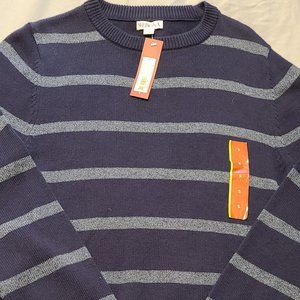 Long sleeve crew neck navy blue striped sweater